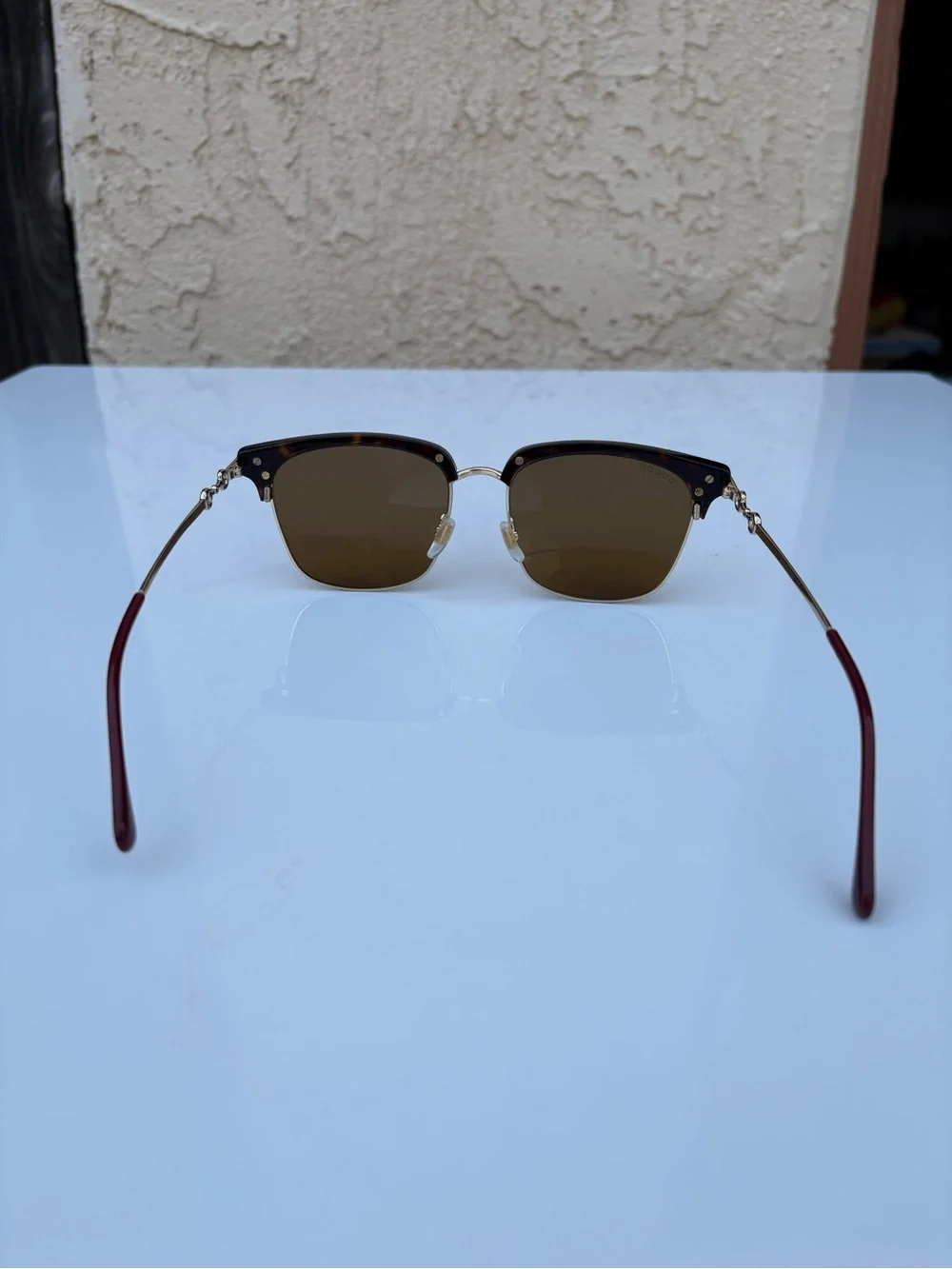 Gucci GG0918S 002 Havana unisex half-rim acetate metal frame sunglasses